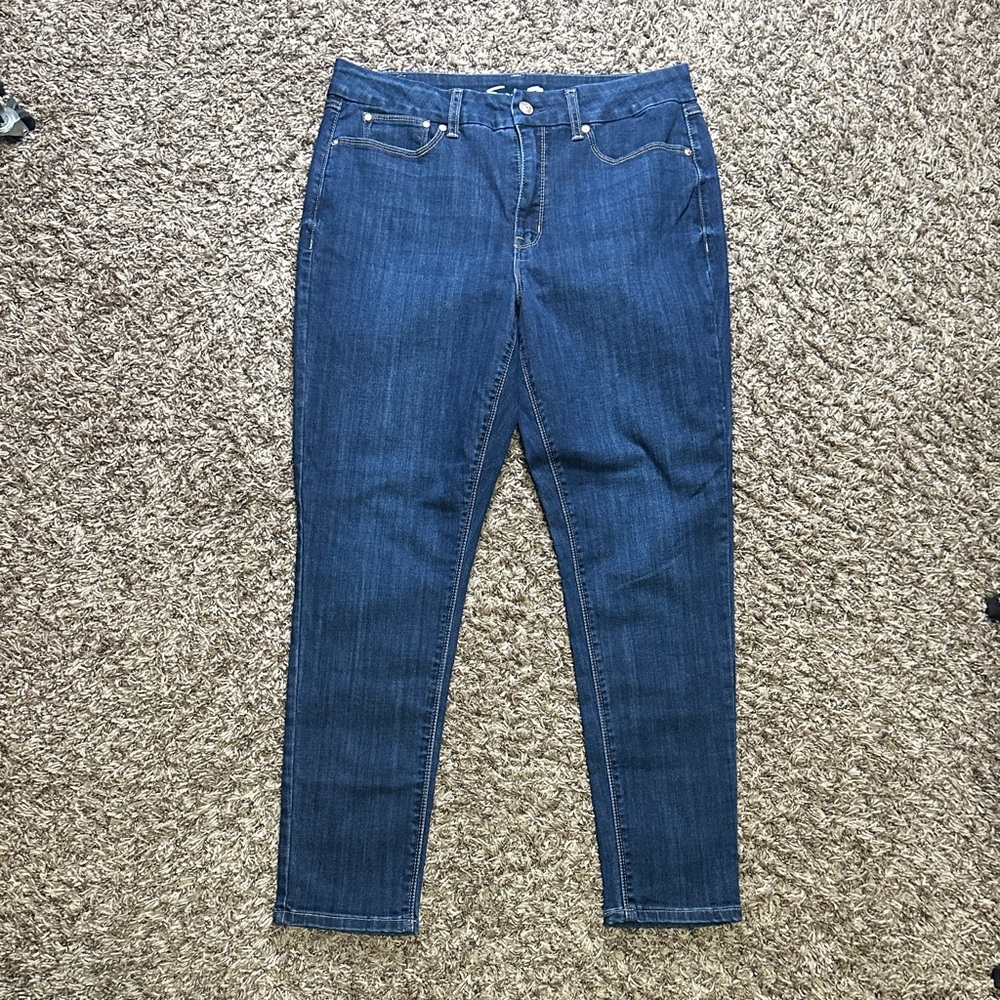 Seven7 Women's Skinny tummy less Jeans in Deep Indigo size 14